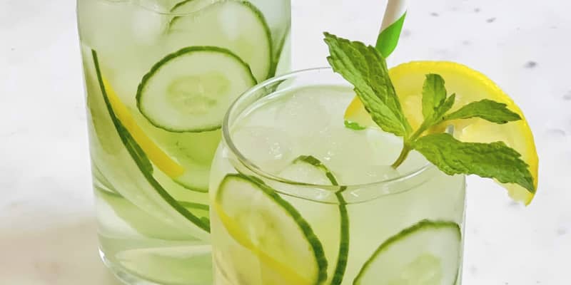 Cucumber Water with Ginger Mint and Lemon